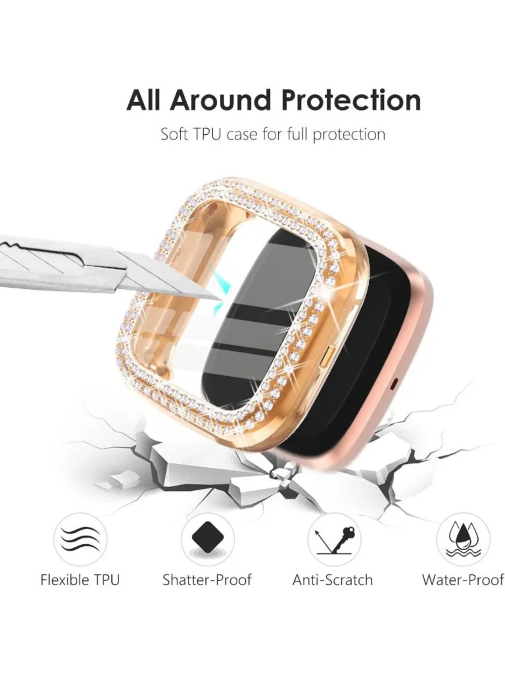 10 Pack Soft TPU Screen Protector Case for Fitbit Versa 2 - Bling Crystal Bumper